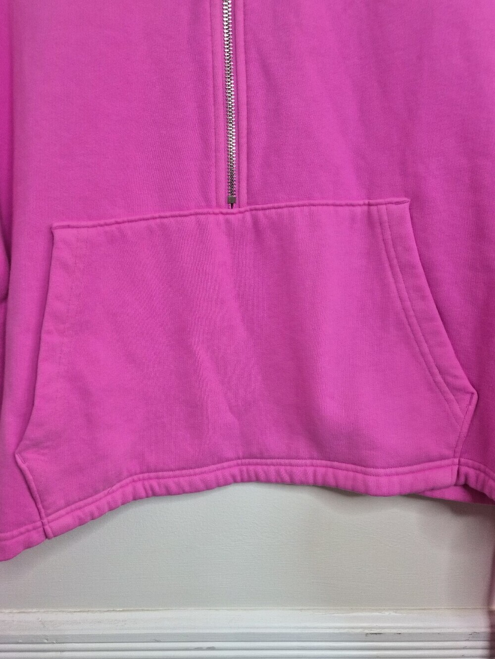 PINK Victorias Secret Hot Pink Cropped Quarter Zip Pullover Sweatshirt Large NWT - Picture 5 of 15